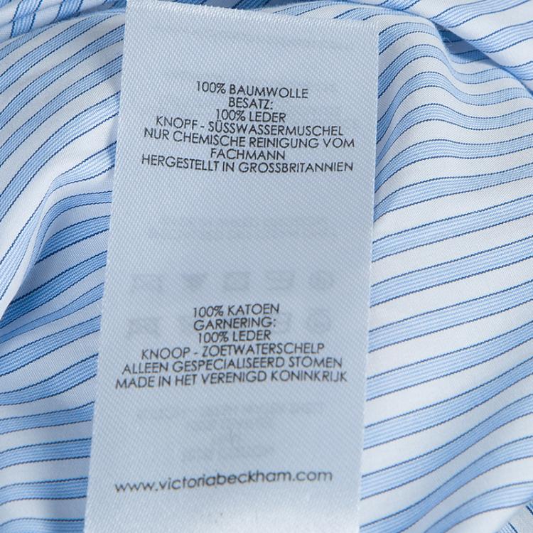 Pre Owned Victoria Beckham Blue Striped Long Sleeve Buttondown Shirt Dress S