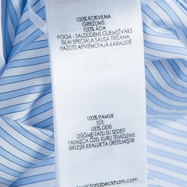 Pre Owned Victoria Beckham Blue Striped Long Sleeve Buttondown Shirt Dress S