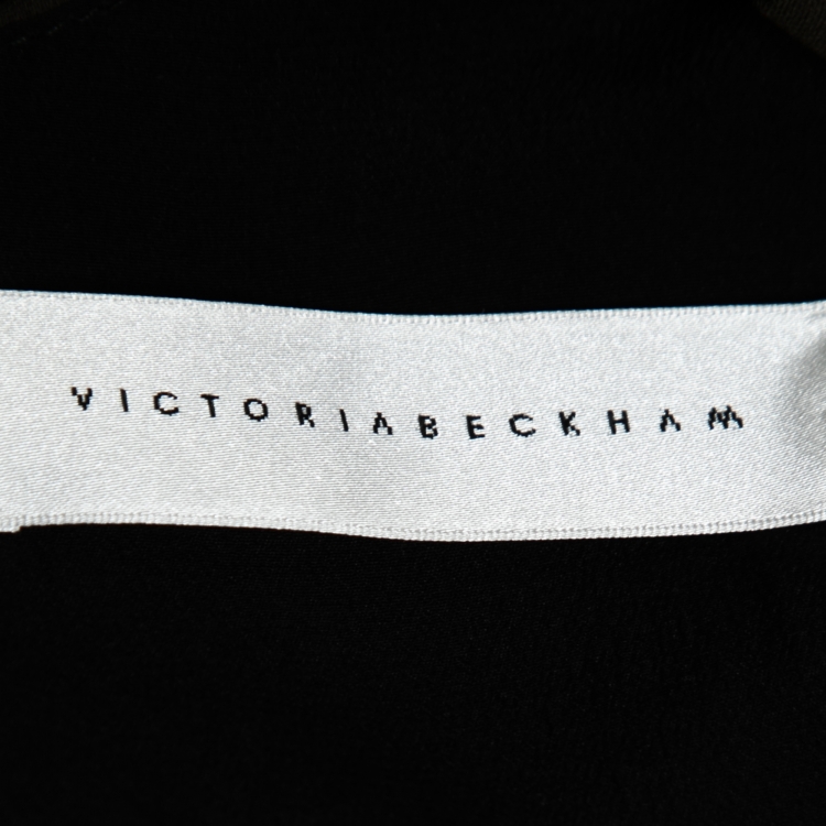 Pre Owned Victoria Beckham Dark Green Crepe Asymmetric Peplum Top S 