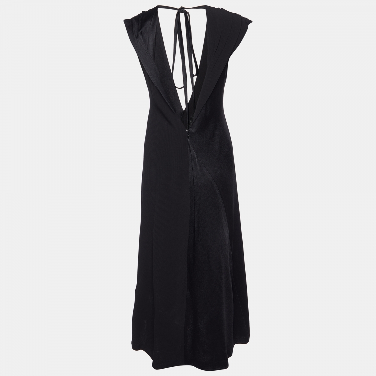 Victoria Beckham Black Crepe Plunge V-Neck Midi Dress M Victoria Beckham |  TLC