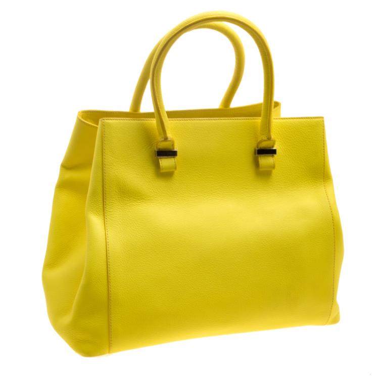 Pre Owned Victoria Beckham Yellow Leather Quincy Tote