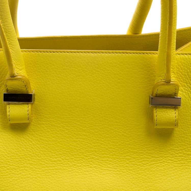 Pre Owned Victoria Beckham Yellow Leather Quincy Tote