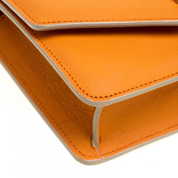 Pre Owned Victoria Beckham Orange Leather Mini Chain Shoulder Bag