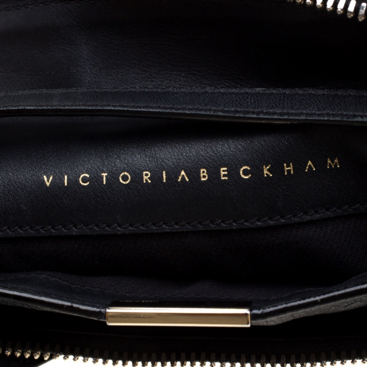 Pre Owned Victoria Beckham Black Leather Front Zip Crossbody Bag