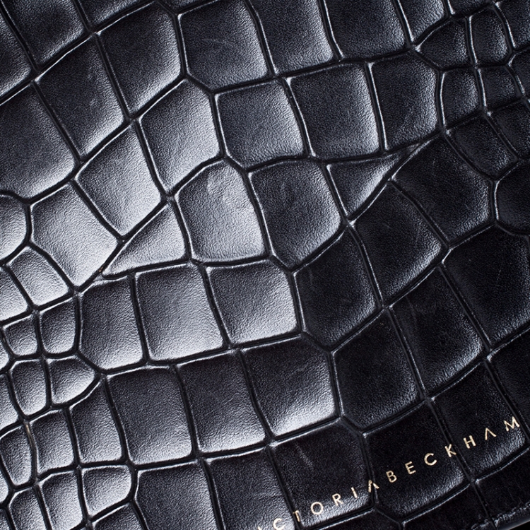 Pre Owned Victoria Beckham Black Croc Embossed Leather Mini Shoulder Bag 