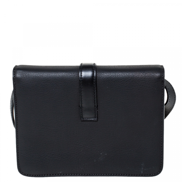 Pre Owned Victoria Beckham Black Leather Buckle Flap Crossbody Bag