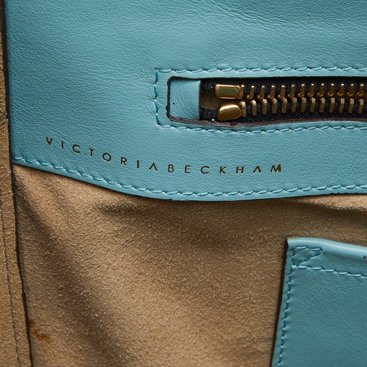 Pre Owned Victoria Beckham Green Leather Medium Newspaper Tote 