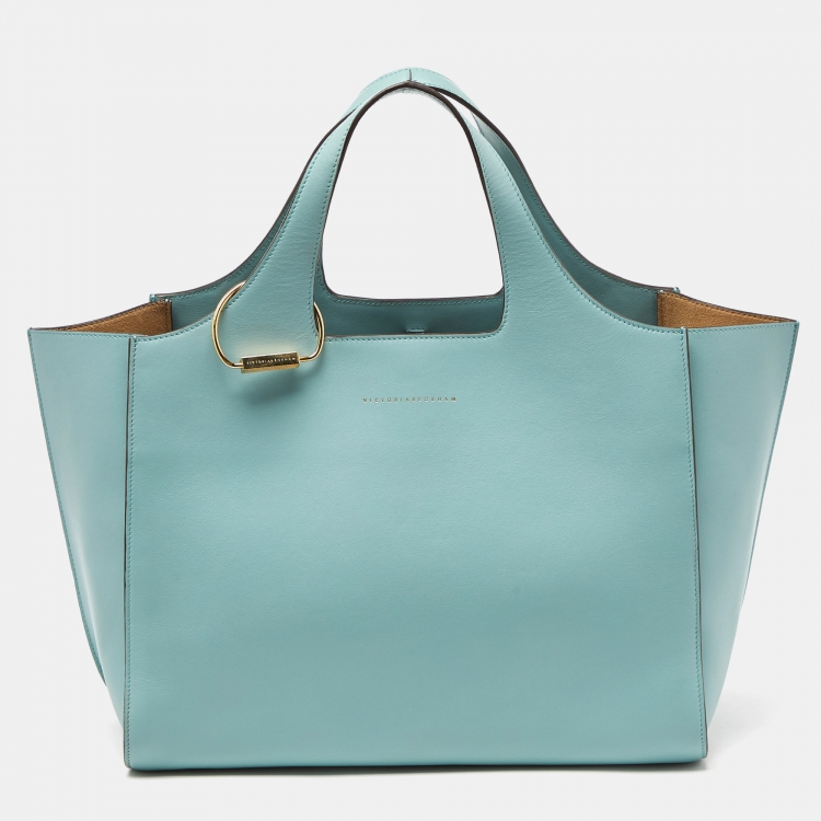 Pre Owned Victoria Beckham Green Leather Medium Newspaper Tote 