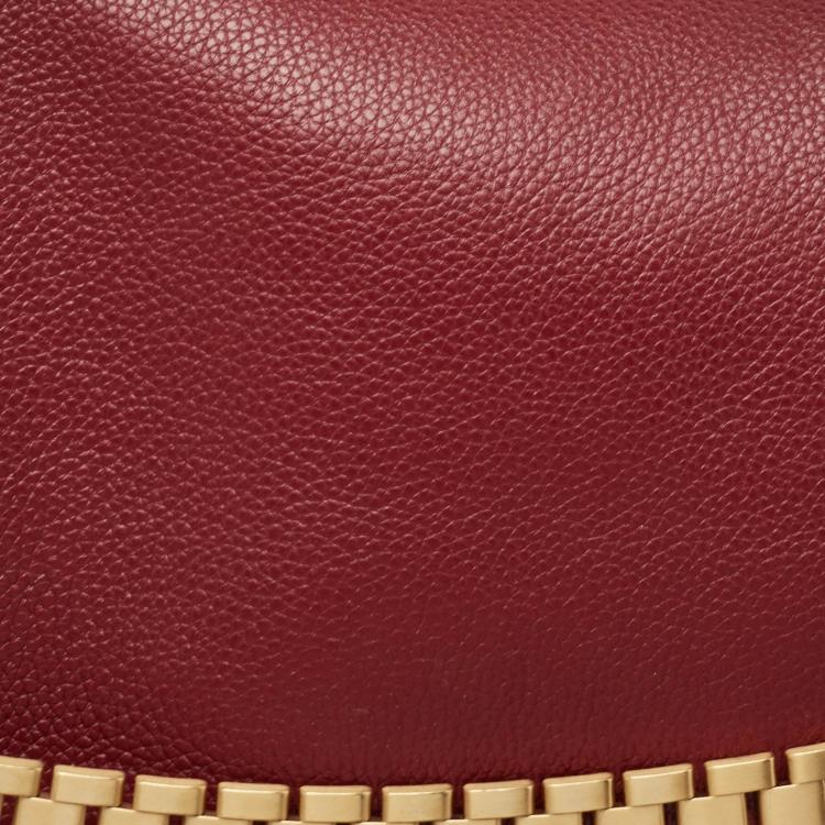 Pre Owned Victoria Beckham Burgundy Leather Puffy Chain Flap Bag
