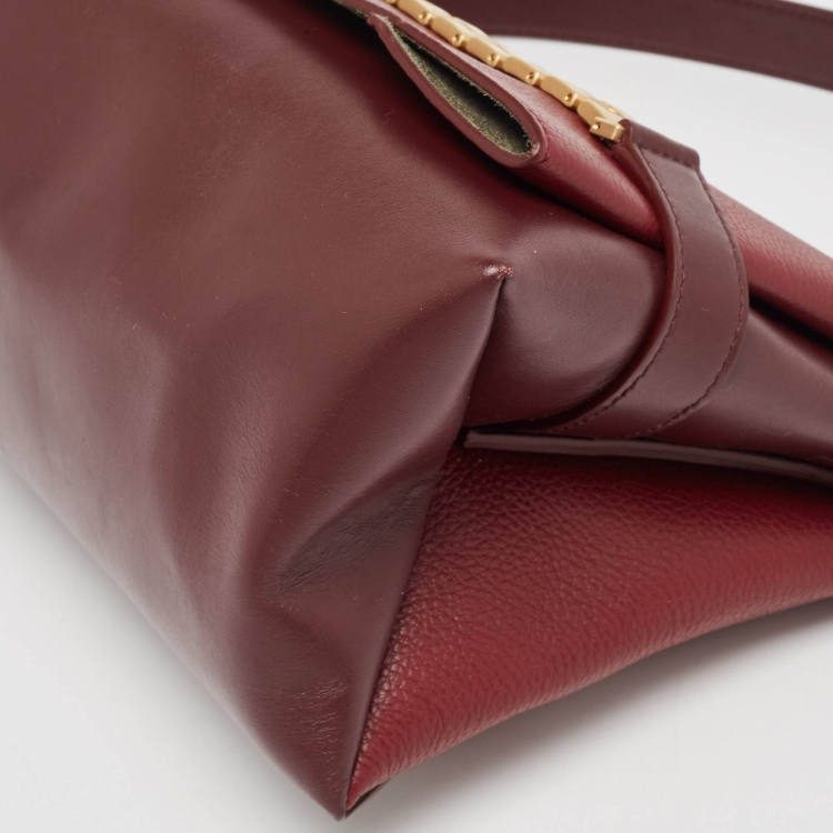 Pre Owned Victoria Beckham Burgundy Leather Puffy Chain Flap Bag