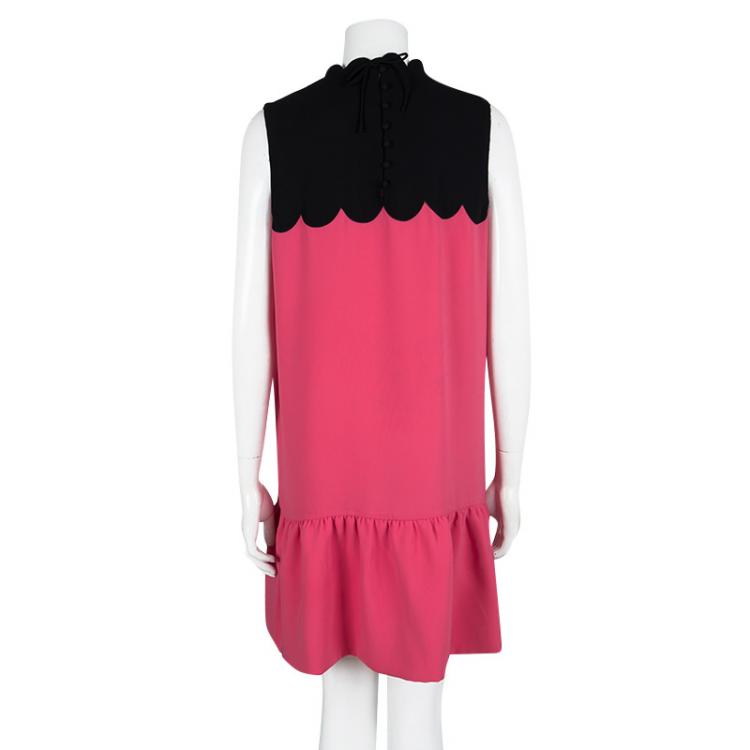 Pre Owned Victoria Victoria Beckham SS'12 RTW Pink Contrast Scallop Yoke Detail Dress L