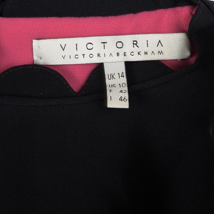 Pre Owned Victoria Victoria Beckham SS'12 RTW Pink Contrast Scallop Yoke Detail Dress L