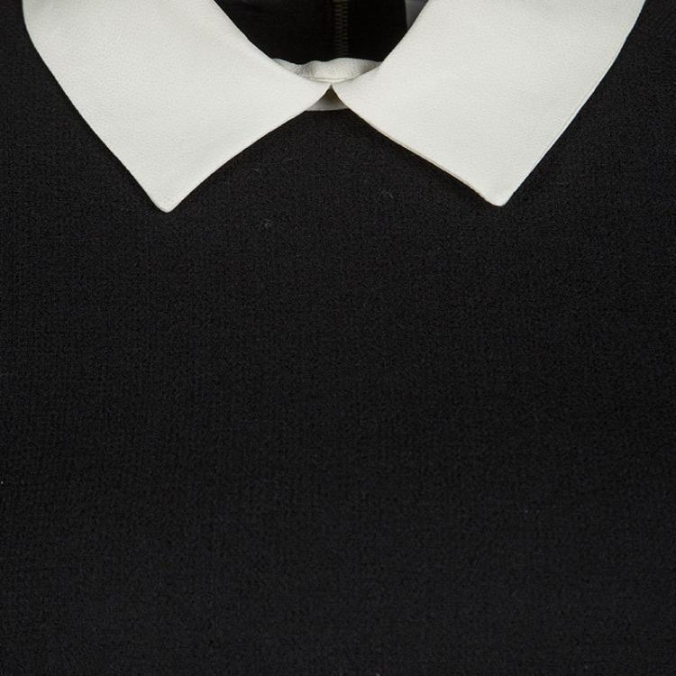 Pre Owned Victoria Victoria Beckham Black Contrast Collar Wool Dress S