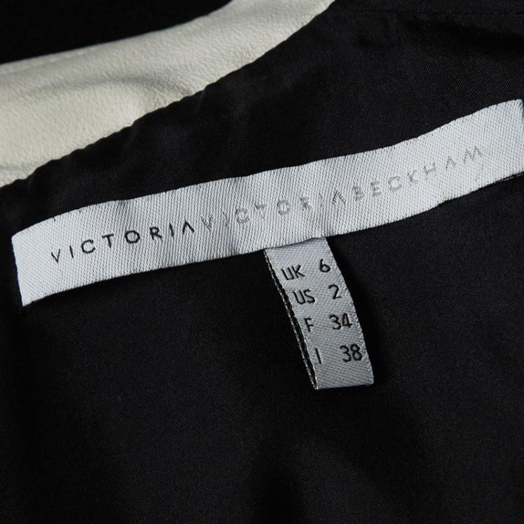 Pre Owned Victoria Victoria Beckham Black Contrast Collar Wool Dress S