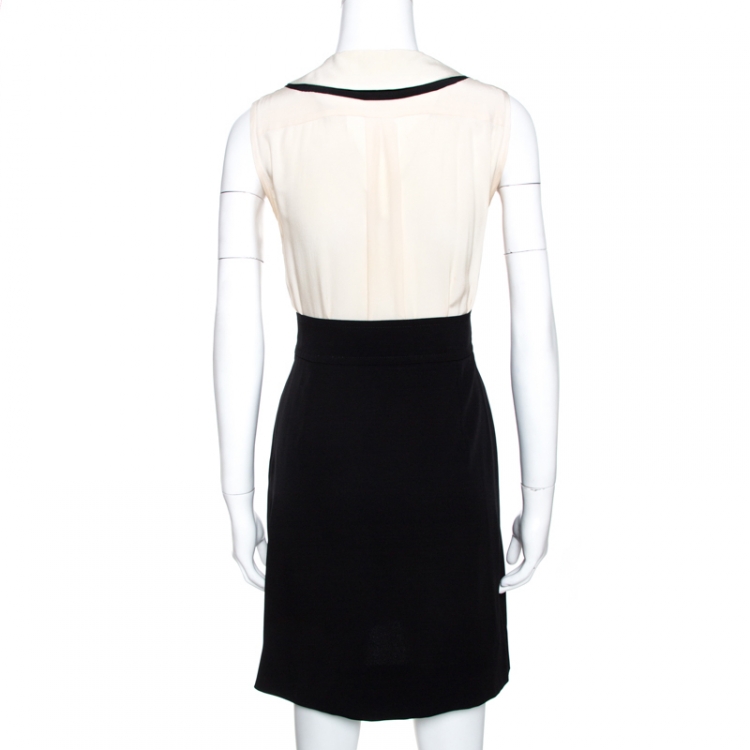 Pre Owned Victoria Victoria Beckham Bicolor Silk Pleated Detail Dress S