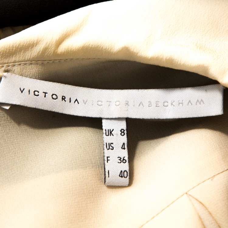Pre Owned Victoria Victoria Beckham Bicolor Silk Pleated Detail Dress S