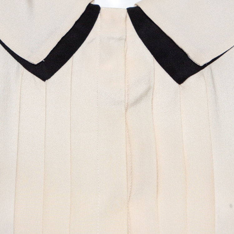 Pre Owned Victoria Victoria Beckham Bicolor Silk Pleated Detail Dress S