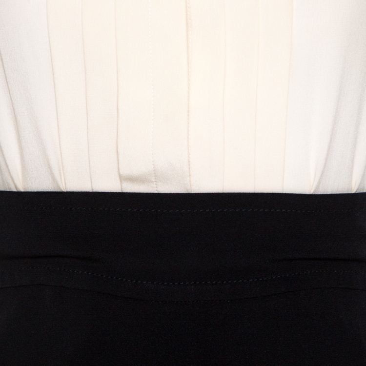 Pre Owned Victoria Victoria Beckham Bicolor Silk Pleated Detail Dress S