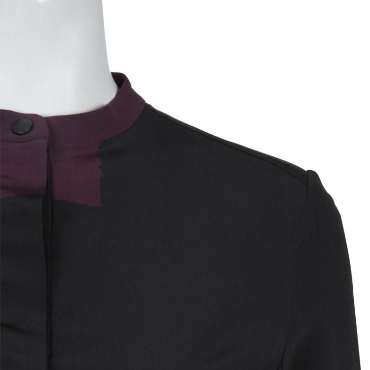 Pre Owned Victoria Victoria Beckham Two Tone Printed Silk Long Sleeve Tunic S
