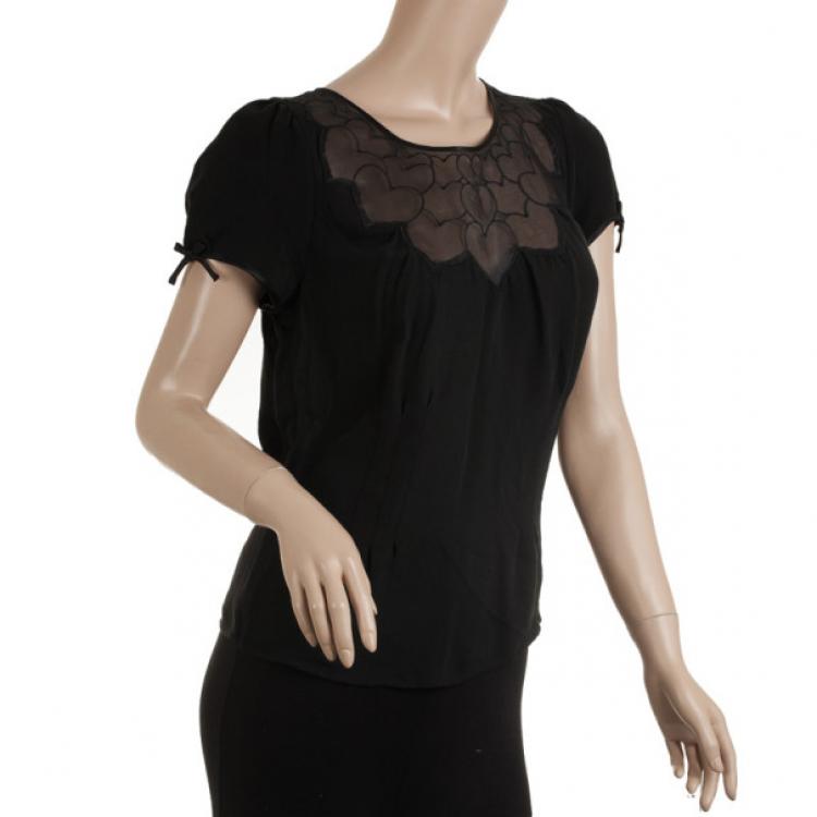Pre Owned Viktor and Rolf for H&amp;M Black Heart Smocked Top M