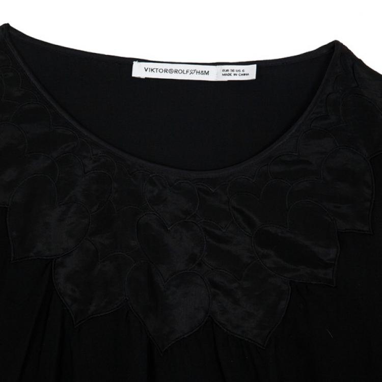 Pre Owned Viktor and Rolf for H&amp;M Black Heart Smocked Top M