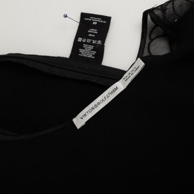 Pre Owned Viktor and Rolf for H&amp;M Black Heart Smocked Top M