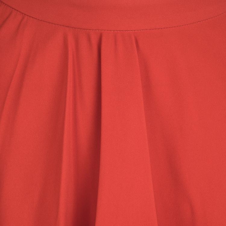 Pre Owned Vionnet Coral Red Layered Maxi Skirt M