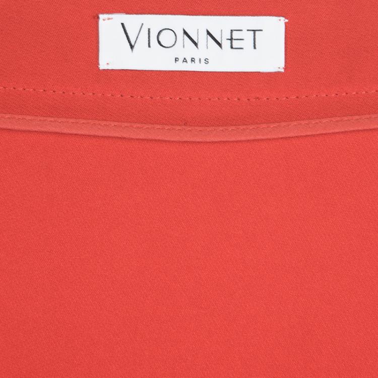 Pre Owned Vionnet Coral Red Layered Maxi Skirt M