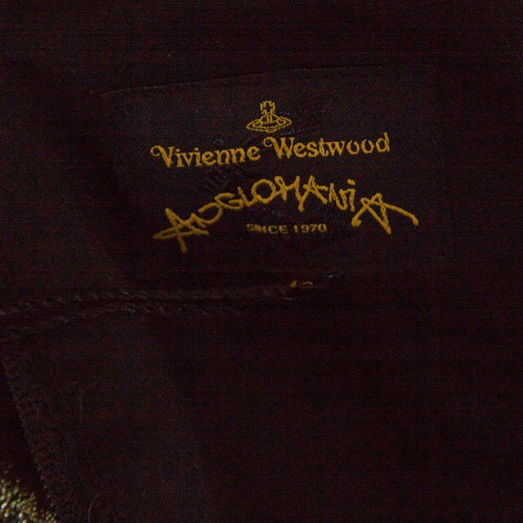 Pre Owned Vivienne Westwood Anglomania Dull Gold Jacquard Off Shoulder Apache Top M