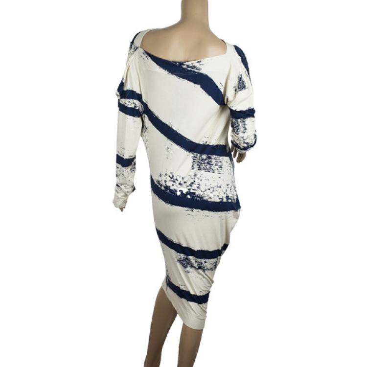 Pre Owned Vivienne Westwood Anglomania Striped Toga Drape Dress M