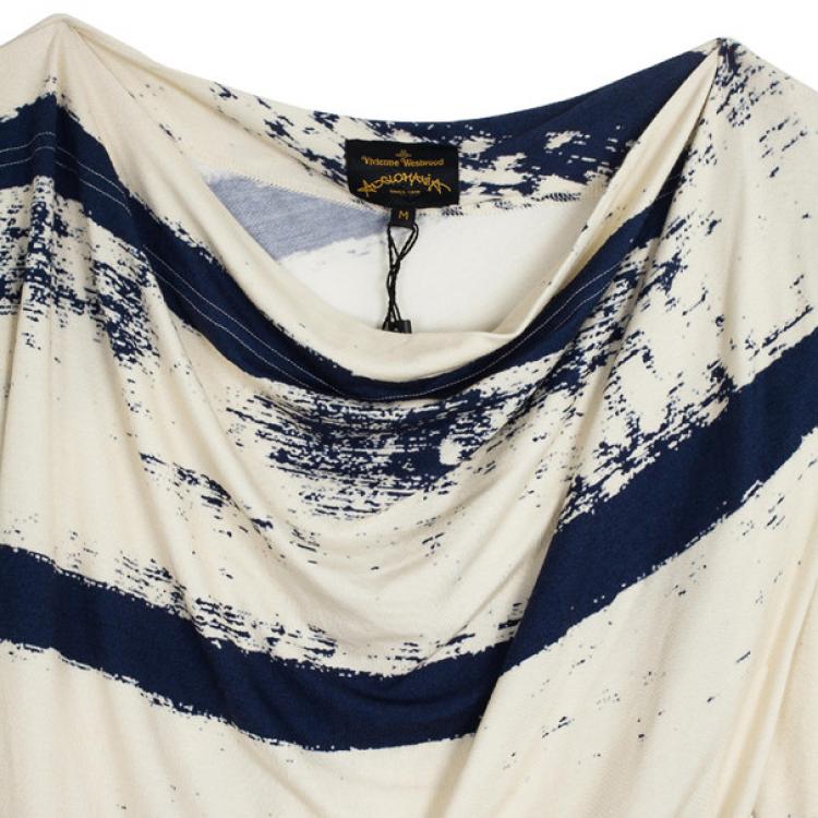 Pre Owned Vivienne Westwood Anglomania Striped Toga Drape Dress M