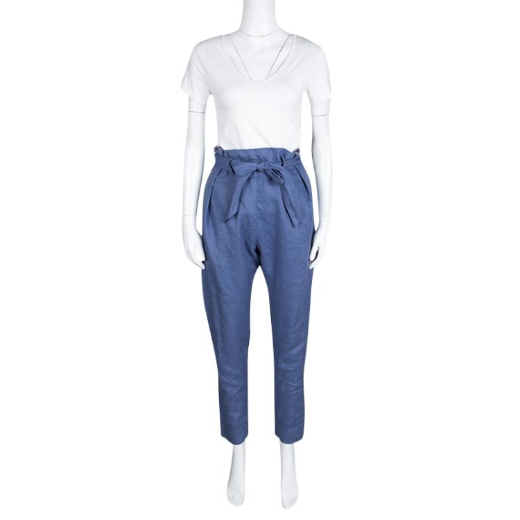 Pre Owned Vivienne Westwood Anglomania Linen Faux Double Layer Tie Detail Pants M