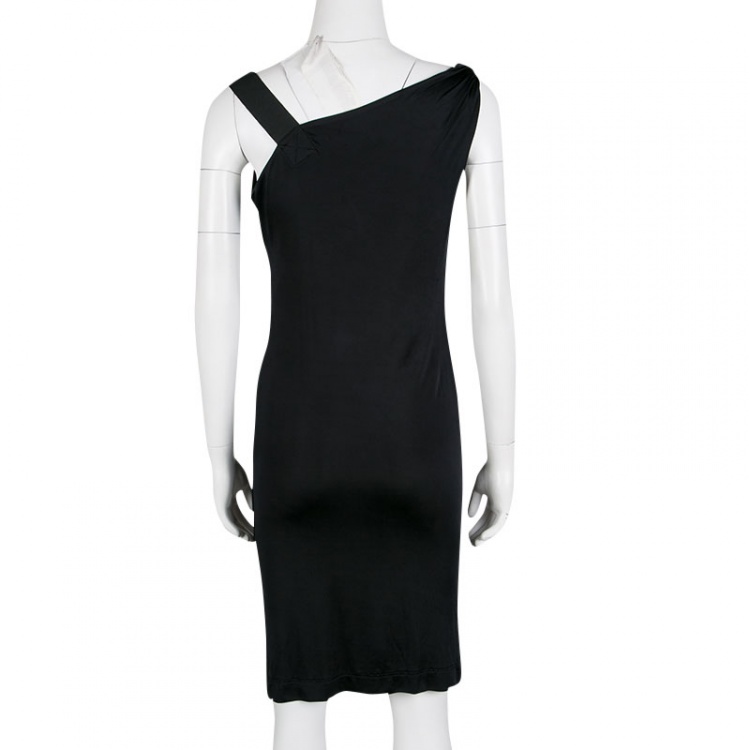 Pre Owned Vivienne Westwood Anglomania Black Jersey Asymmetric Draped Sleeveless Dress XS