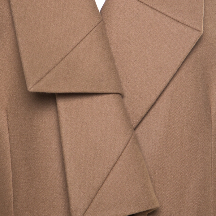 Pre Owned Vivienne Westwood Red Label Camel Brown Felt Wool Pleated Lapel Long Coat L