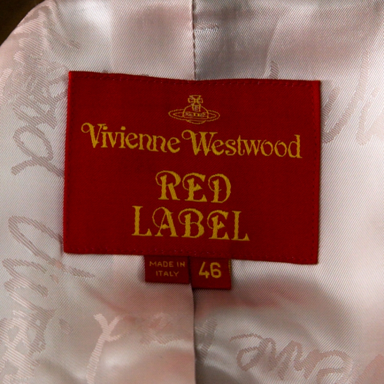 Pre Owned Vivienne Westwood Red Label Camel Brown Felt Wool Pleated Lapel Long Coat L