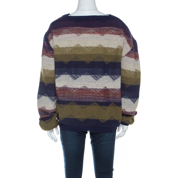Pre Owned Vivienne Westwood Multicolor Striped Textured Wool Sweater L