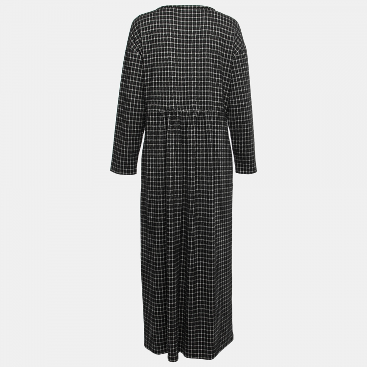Pre Owned Weekend Max Mara Grey & Black Checked Fleece Maxi Dress XL