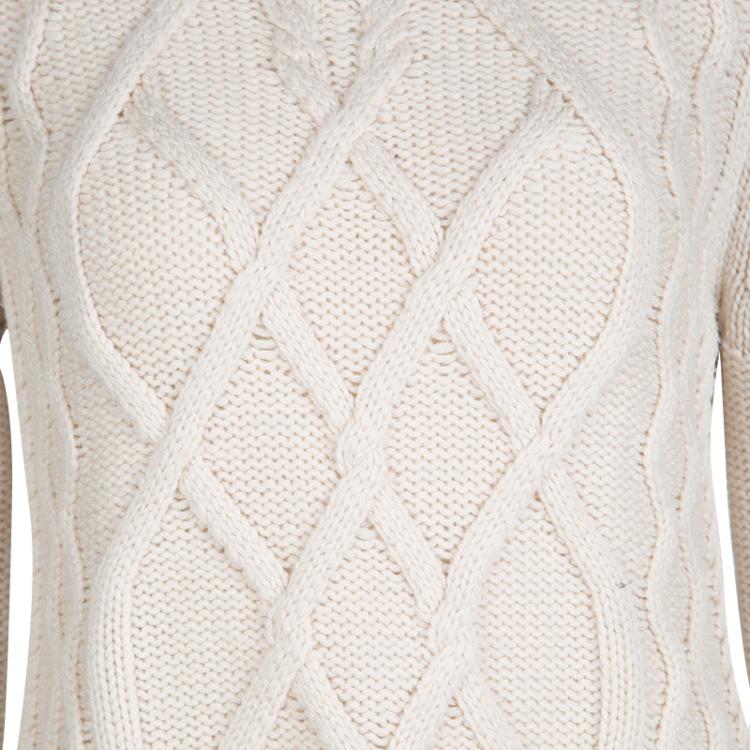Pre Owned Weekend Max Mara Beige Chunky Knit Turtle Neck Eden Sweater M
