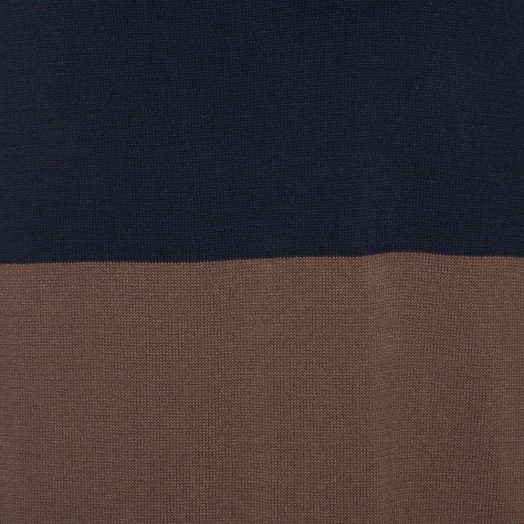 Pre Owned Weekend Max Mara Navy Blue and Brown Striped Short Sleeve Sweater Dress L