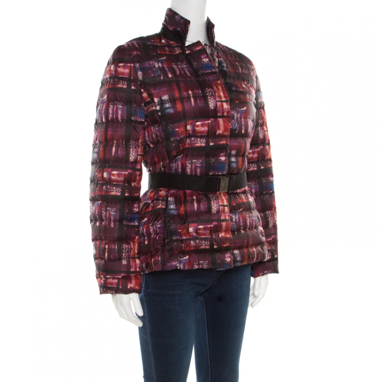Pre Owned Weekend by Max Mara Grape Purple Printed Tibet Puffer Jacket S