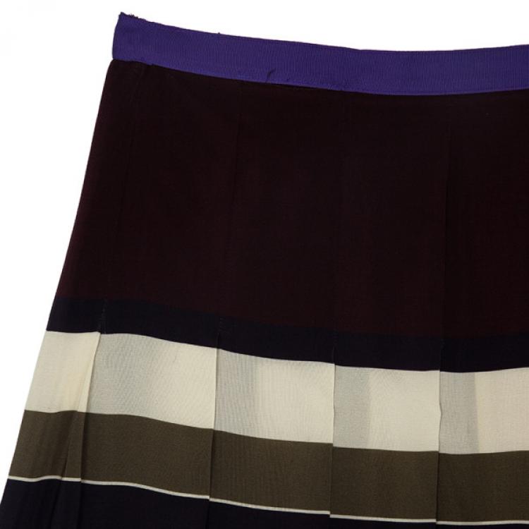Pre Owned Weekend Max Mara Striped Pleated Skirt L
