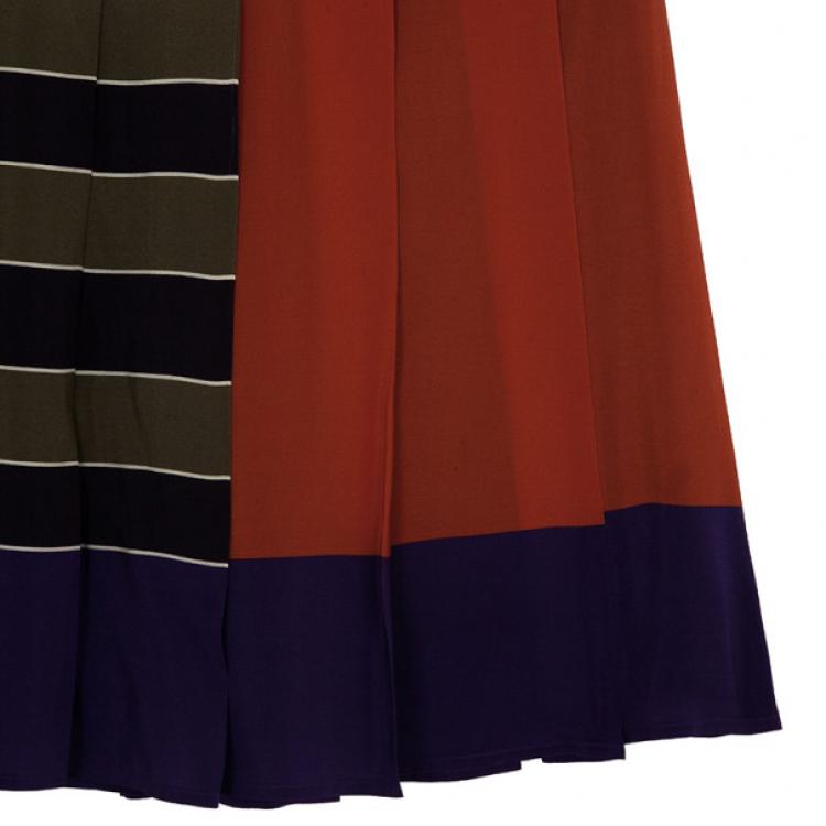 Pre Owned Weekend Max Mara Striped Pleated Skirt L