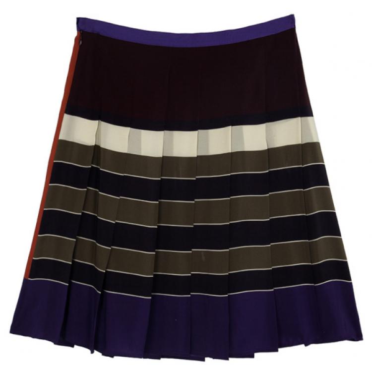 Pre Owned Weekend Max Mara Striped Pleated Skirt L
