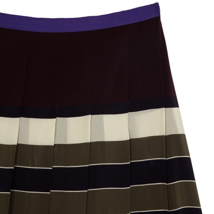 Pre Owned Weekend Max Mara Striped Pleated Skirt L