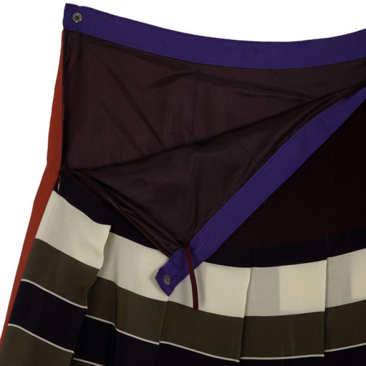 Pre Owned Weekend Max Mara Striped Pleated Skirt L