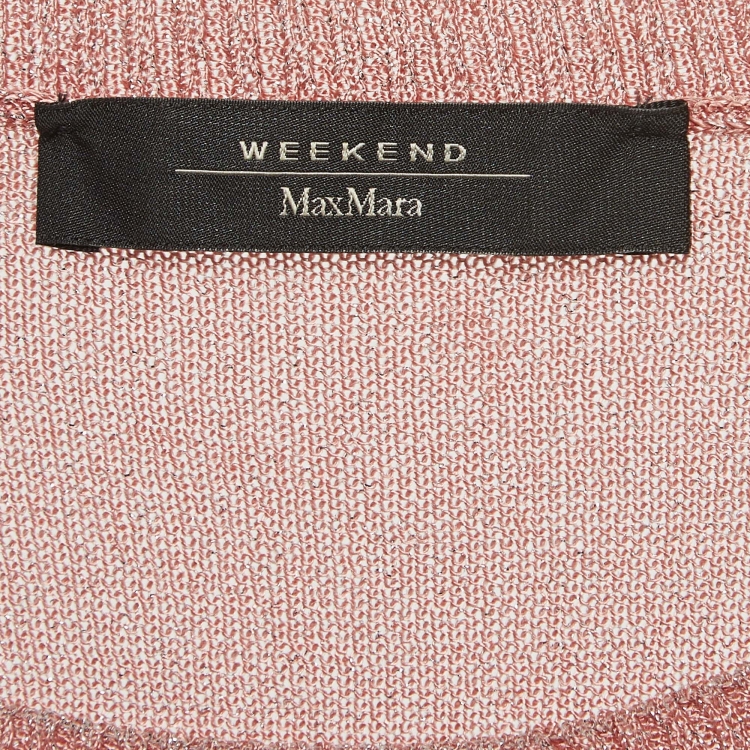 Pre Owned Weekend Max Mara Metallic Pink Lurex Knit Crew Neck Sweatshirt M