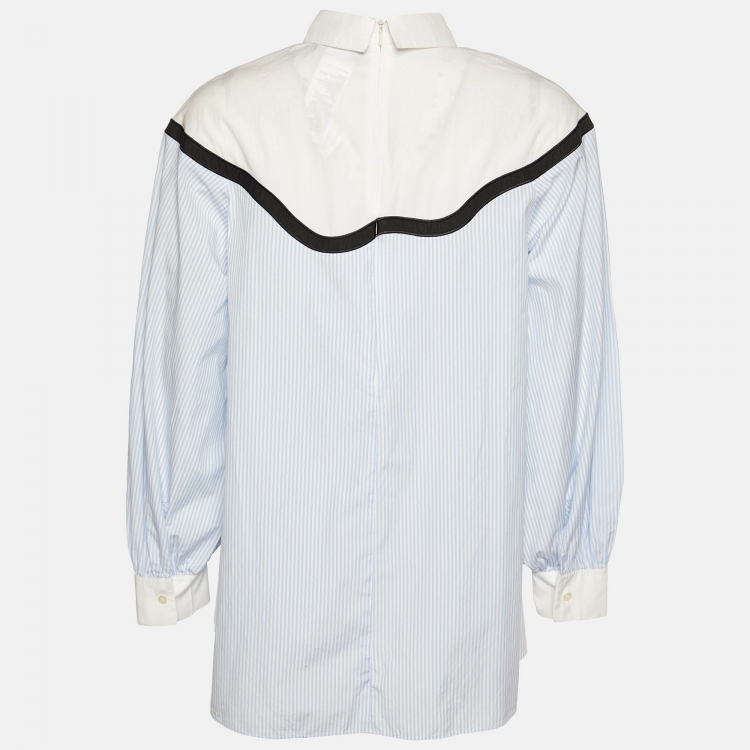 Pre Owned Weekend Max Mara Blue Striped Cotton Top M