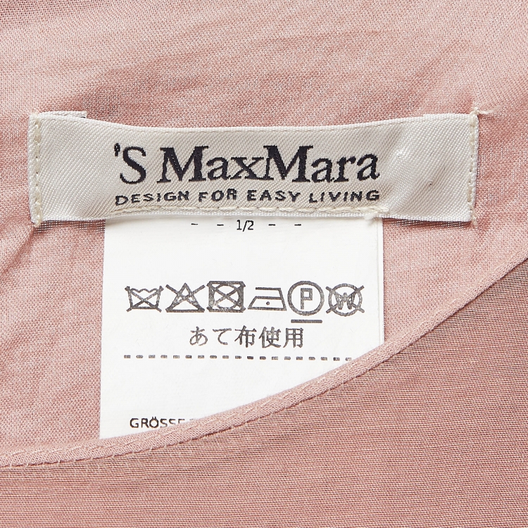 Pre Owned Weekend Max Mara Pink Cotton Blend Gathered Belted Midi Dress L