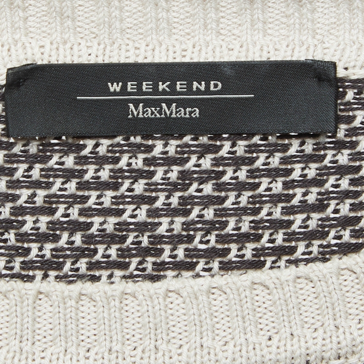 Pre Owned Weekend Max Mara Monochrome Patterned Knit Long Sleeve Sweatshirt M