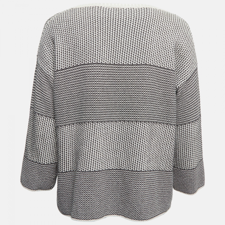 Pre Owned Weekend Max Mara Monochrome Patterned Knit Long Sleeve Sweatshirt M
